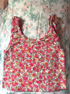 Floral Pink Cropped Tank Top