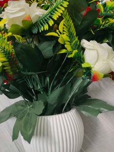 Artificial Flower Arrangement with White Vase