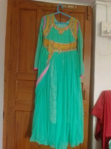 Beautiful Teal &amp; Pink Embellished Gown