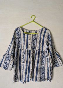 Blue &amp; White Striped Kurta