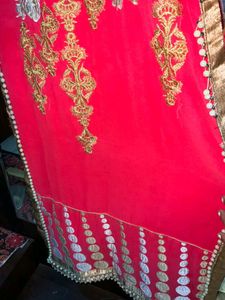 fancy peach long kurti with pearl Work