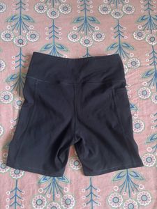 Black High Waisted Biker Shorts with pockets.