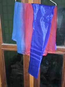 Blue anarkali Kurta with Red Velvet Yoke.