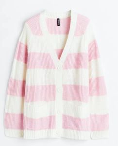 H&M Pink & White Striped Cardigan