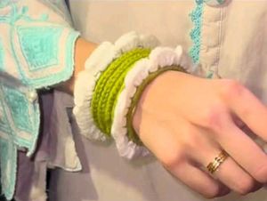 crochet bangles( white and green colour) + freebie