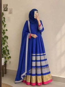 Royal Blue Lehenga Choli with Silver &amp; Gold Border