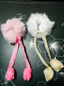 Fuzzy Hair Scrunchies with Tassel Charms🤩