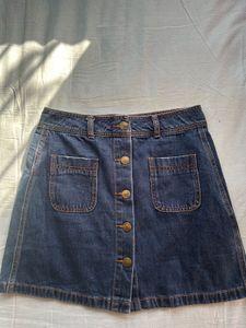 Denim Buttoned Up Mini Skirt