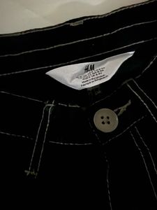 Black Cargo Pants with Contrast Stitching