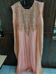 Elegant Peach Embroidered Gown