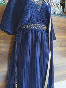 Elegant Navy Blue Ethnic Gown 4pc set Nyara cut