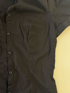 Black Fitted Button-Up Shirt