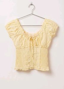 Yellow Gingham Smocked Crop Top