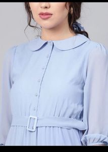 chic Blue Pleated dress