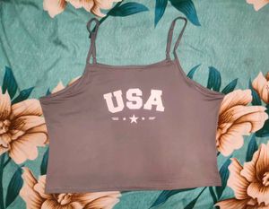 Shein Spaghetti Strap Typographic Chest Print Cami