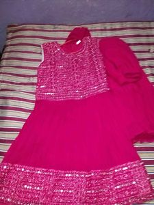 Stunning Pink Sequined Sharara Set