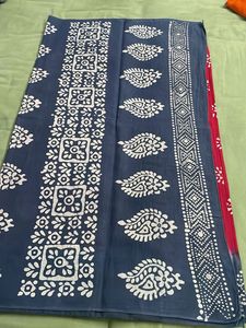 Beautiful Indigo &amp; Pink Batik Saree