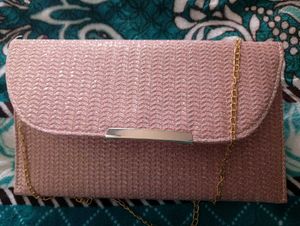 Elegant Pink Glitter Clutch Bag