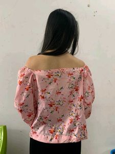 Pink Floral Off-Shoulder Top