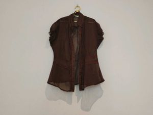 Sheer Brown Peplum Top