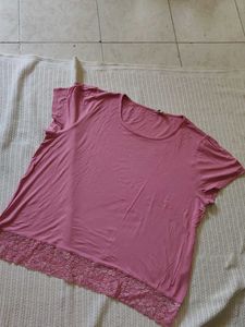 Pink Lace Trim Top(XL)