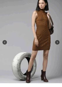 Brown Sleeveless Knit Dress