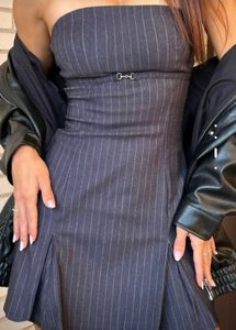 Chic Pinstripe Strapless Mini Dress