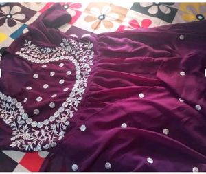 Elegant Purple Embroidered Anarkali