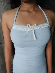Baby Blue Ribbed Halter Dress
