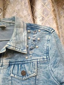 Pearl Embellished Denim Jacket