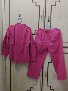Pink Embroidered Shirt &amp; Pant Set