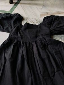 Black Puff Sleeve Mini Dress