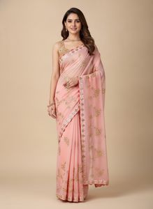 combo of 2 designer saree peach and baby pink