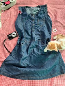 Blue Denim Sleeveless Dress