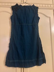 Kazo Chic Teal A-Line Mini Dress with slit