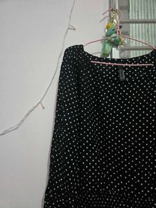 Black Polka Dot Long Sleeve Top