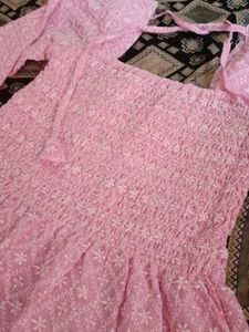 Pink Chikankari Kurta