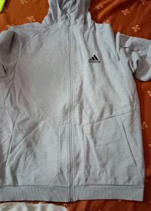 Adidas Grey Zip-Up Hoodie