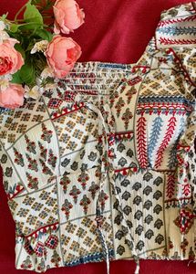Boho Floral Print Tie Front Top