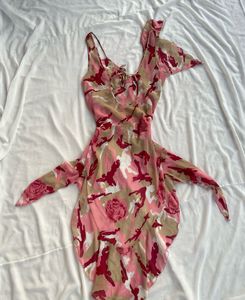 pink Flowy Ruffle  Dress