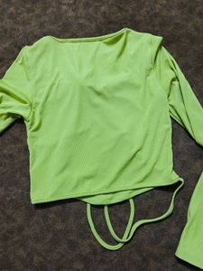 Lime Green Ruched Crop Top