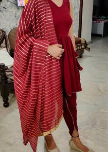 Elegant Maroon Kurta Set with Dupatta