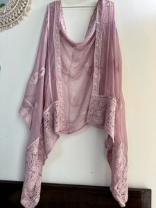 Mauve Handcrafted chickenkari suit pallazzo set