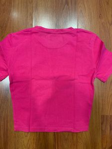 ZARA Fuchsia Cropped Short Sleeve T-Shirt