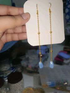 handcrafted Elegant Drop Earrings with Blue Beads