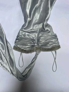 dupata Silver Halter Neck Dress with Scarf