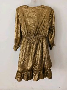 Stunning Gold Metallic Wrap Dress
