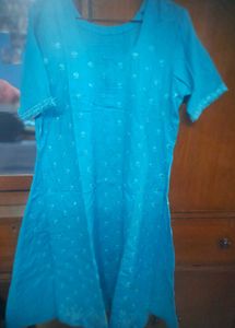 Elegant 3 Piece Cyan Kurta Set