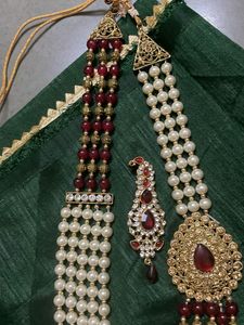 Elegant Pearl and Ruby Necklace Set