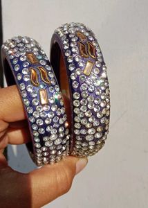 Sparkling Kundan Bangles - Set of 2